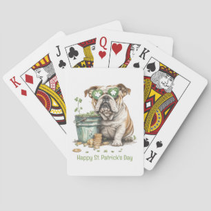 Happy St. Patrick's Day English Bulldog Spielkarten