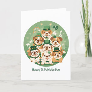 Happy St. Patrick's Day English Bulldogs Feiertagskarte