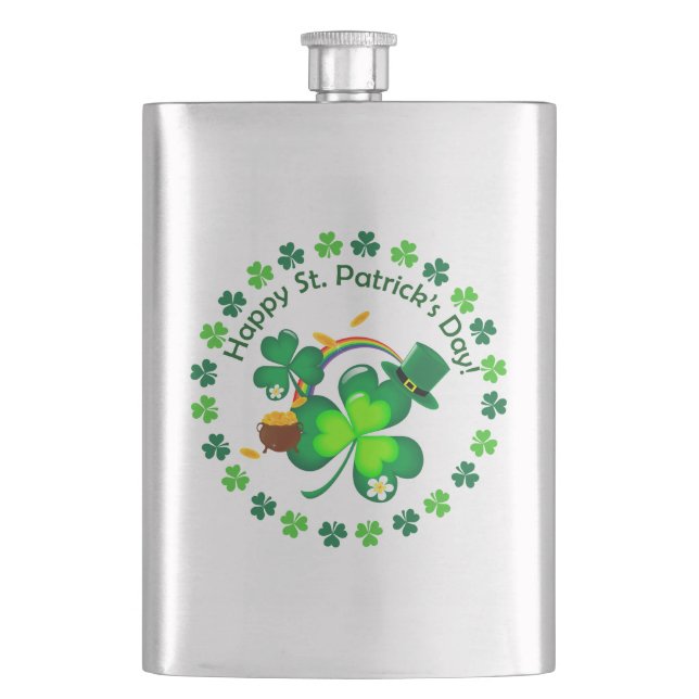 Happy St. Patrick's Day Flachmann (Vorderseite)