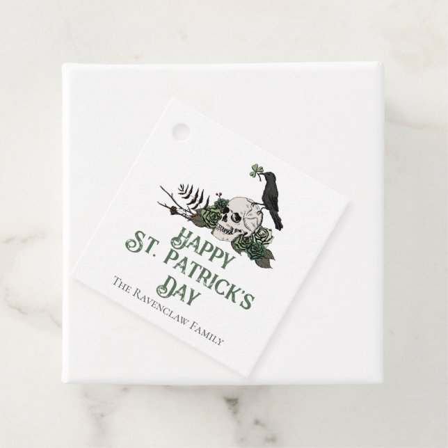 Happy St. Patricks Day Floral Skull & Clovers Geschenkanhänger (Beispiel)