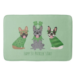 Happy St Patricks Day French Bulldogs Badematte