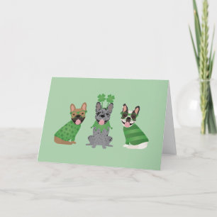 Happy St. Patrick's Day French Bulldogs Feiertagskarte