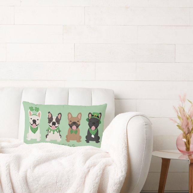 Happy St Patricks Day French Bulldogs Lendenkissen (Liege)