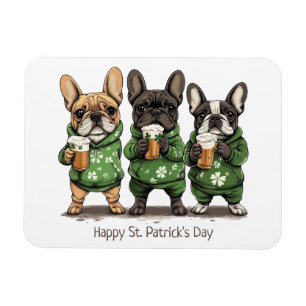 Happy St. Patrick's Day French Bulldogs Magnet