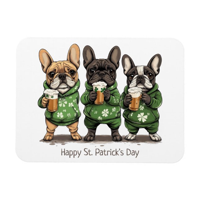 Happy St. Patrick's Day French Bulldogs Magnet (Horizontal)