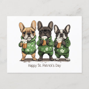 Happy St. Patrick's Day French Bulldogs Postkarte