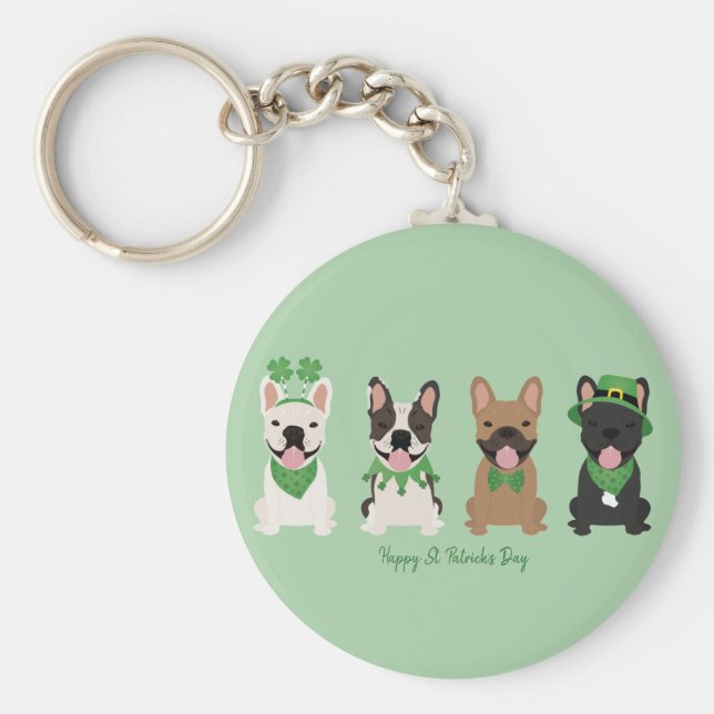 Happy St Patricks Day French Bulldogs Schlüsselanhänger (Vorne)