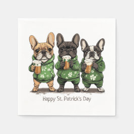 Happy St. Patrick's Day French Bulldogs Serviette