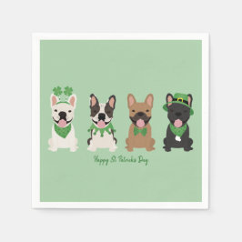 Happy St Patricks Day French Bulldogs Serviette