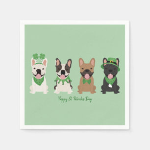 Happy St Patricks Day French Bulldogs Serviette