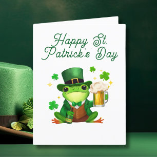 Happy St. Patrick's Day Frog with Beer Feiertagskarte