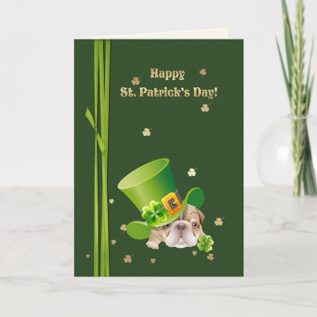 Happy St. Patrick's Day Funny Bulldog Karte (Vorderseite)