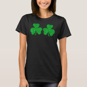 Happy St Patrick's Day Funny Green Glitzer Shamroc T-Shirt