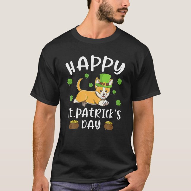 Happy St Patrick's Day Funy Saint Patricks Corgi D T-Shirt (Vorderseite)