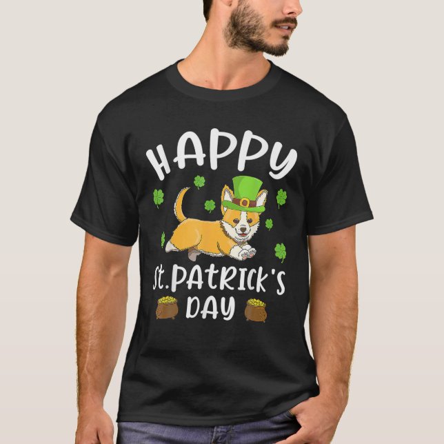 Happy St. Patrick's Day Funy Saint Patricks Corgi T-Shirt (Vorderseite)