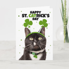 Happy St Patricks Day für jede Katze im Headband Feiertagskarte