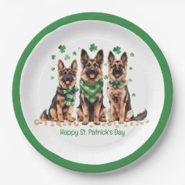Happy St. Patrick's Day German Shepherd Hogs Pappteller