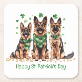 Happy St. Patrick's Day German Shepherd Hogs Rechteckiger Pappuntersetzer