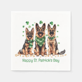 Happy St. Patrick's Day German Shepherd Hogs Serviette