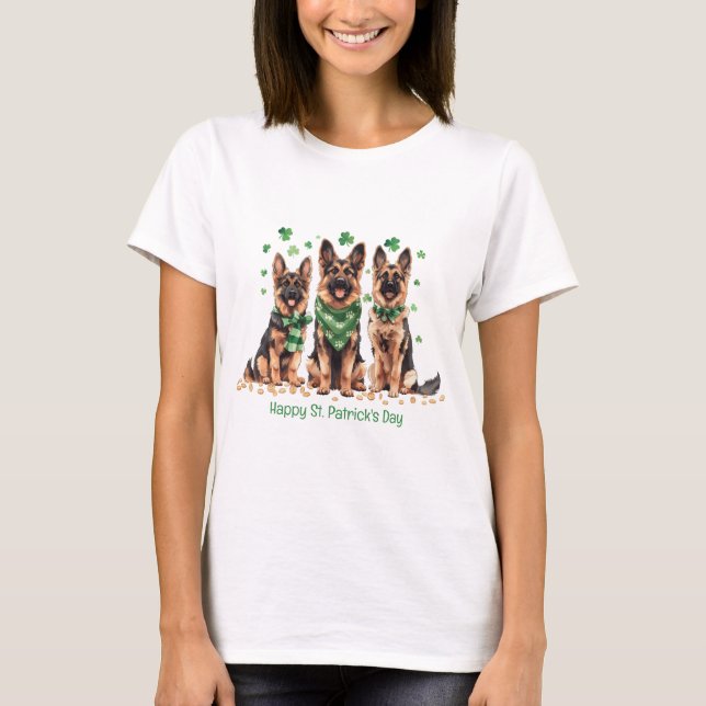 Happy St. Patrick's Day German Shepherd Hogs T-Shirt (Vorderseite)
