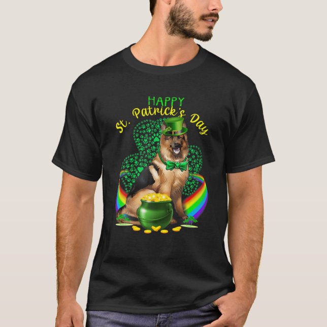 Happy St Patricks Day German Shepherd Leprechaun T-Shirt (Vorderseite)