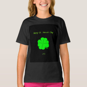 Happy St. Patrick's Day Girls Black Basic T Shirt