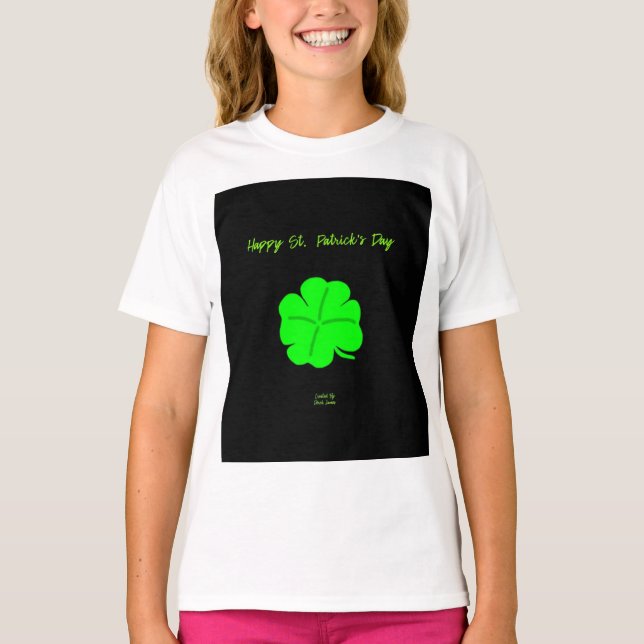 Happy St. Patrick's Day Girls White Basic T Shirt (Vorderseite)