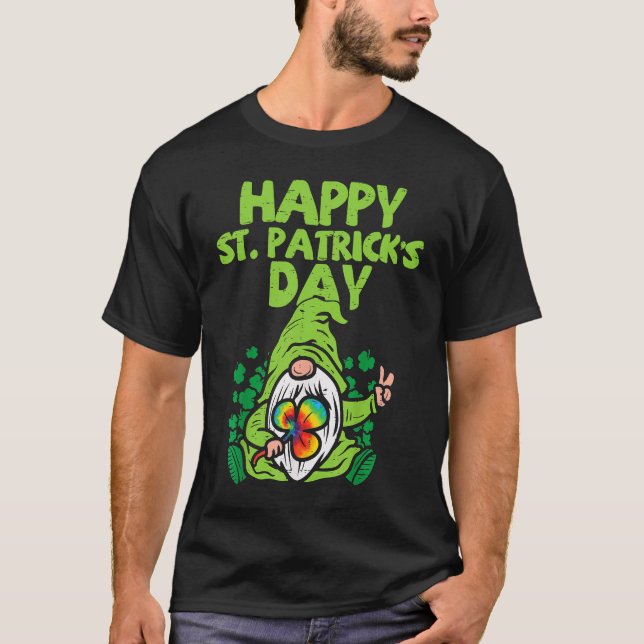 Happy St Patrick's Day Gnome Gefärbte Krawatte Kle T-Shirt (Vorderseite)