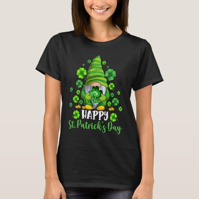 Happy St Patrick's Day Gnome Tie Dye Shamrock T-Shirt (Vorderseite)