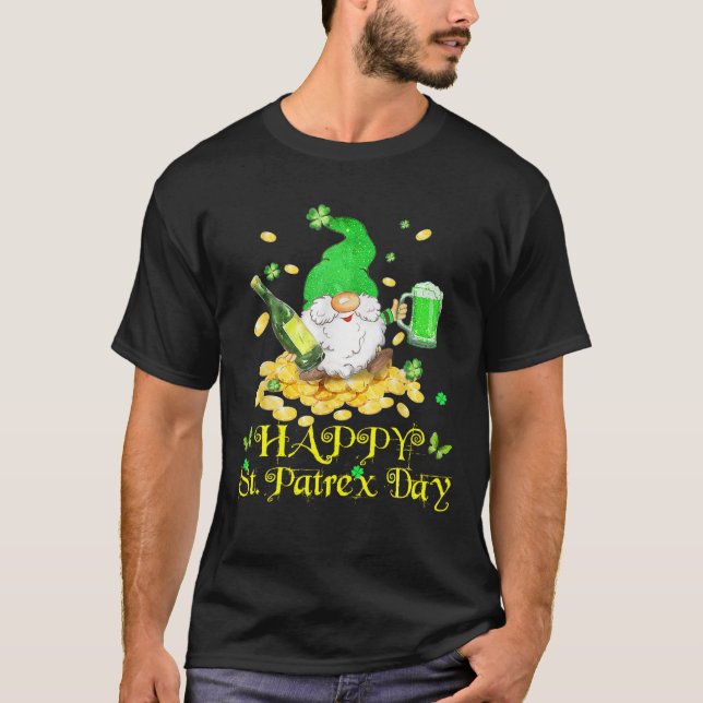 Happy St. Patrick's Day Gnomes essen Drink Green B T-Shirt (Vorderseite)