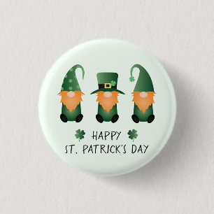 Happy St Patricks Day Gnomes Green Button