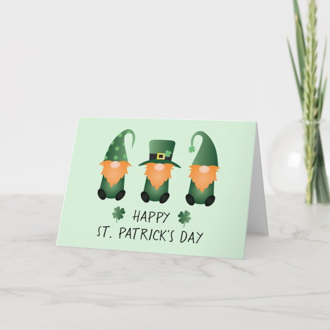 Happy St Patricks Day Gnomes Green Orange Karte (Vorderseite)