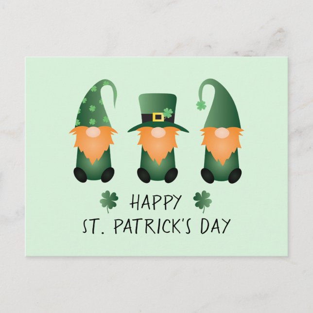 Happy St Patricks Day Gnomes Green Orange Postkarte (Vorderseite)
