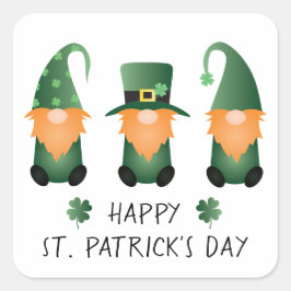Happy St Patricks Day Gnomes Green Orange Quadratischer Aufkleber
