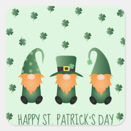 Happy St Patricks Day Gnomes Green Orange Quadratischer Aufkleber