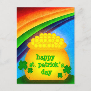 Happy St. Patrick's Day - Gold Postkarte