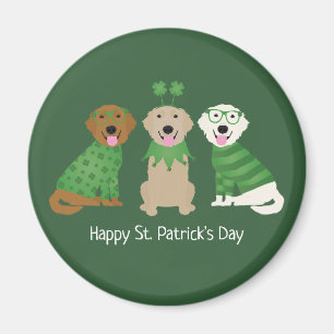 Happy St Patricks Day Golden Retriever Hunde Magnet