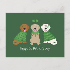 Happy St Patricks Day Golden Retriever Hunde Postkarte