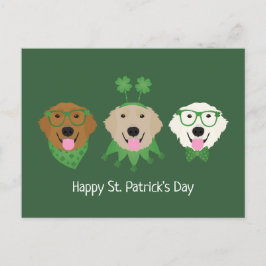 Happy St Patricks Day Golden Retriever Hunde Postkarte