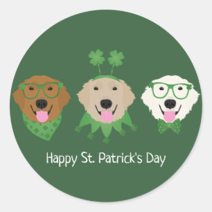 Happy St Patricks Day Golden Retriever Hunde Runder Aufkleber