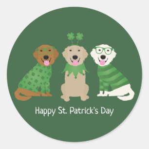Happy St Patricks Day Golden Retriever Hunde Runder Aufkleber