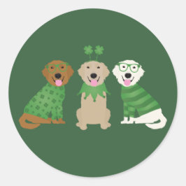 Happy St Patricks Day Golden Retriever Hunde Runder Aufkleber
