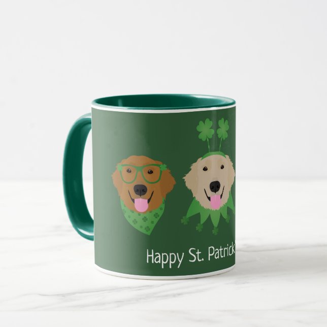 Happy St Patricks Day Golden Retriever Hunde Tasse (Vorderseite Links)