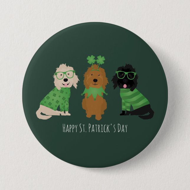 Happy St Patricks Day Goldendoodle Hunde Button (Vorderseite)