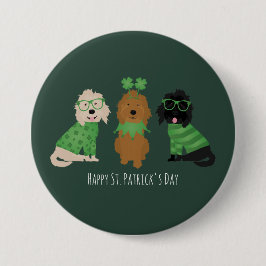 Happy St Patricks Day Goldendoodle Hunde Button