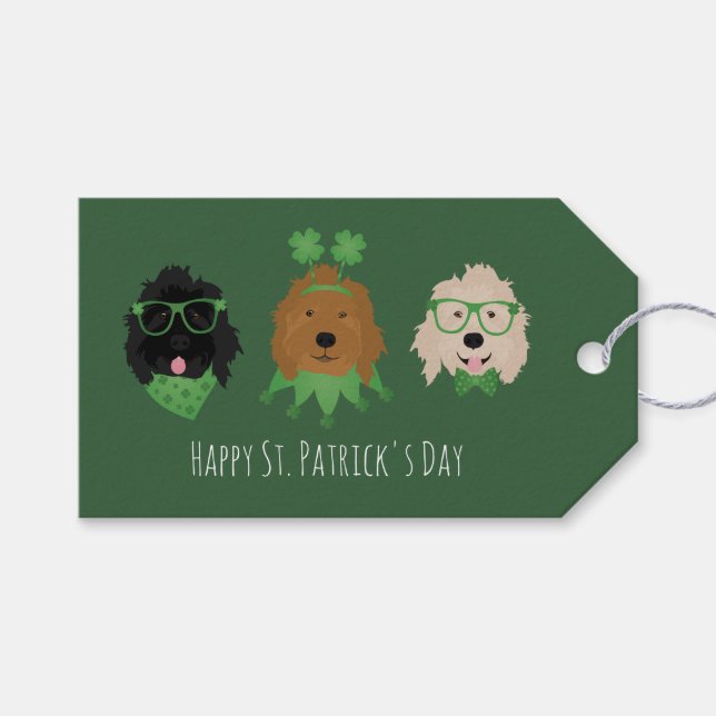 Happy St Patricks Day Goldendoodle Hunde Geschenkanhänger (Vorderseite (Horizontal))