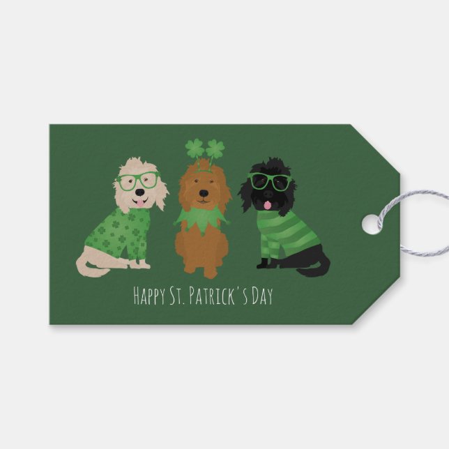 Happy St Patricks Day Goldendoodle Hunde Geschenkanhänger (Vorderseite (Horizontal))