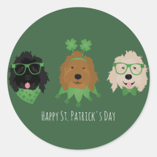 Happy St Patricks Day Goldendoodle Hunde Runder Aufkleber