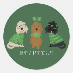 Happy St Patricks Day Goldendoodle Hunde Runder Aufkleber