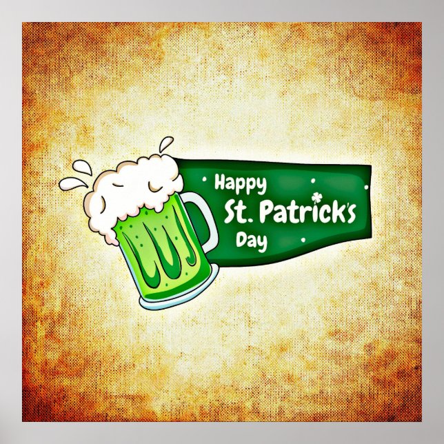 Happy St. Patrick's Day Green Beer Square Poster (Vorne)